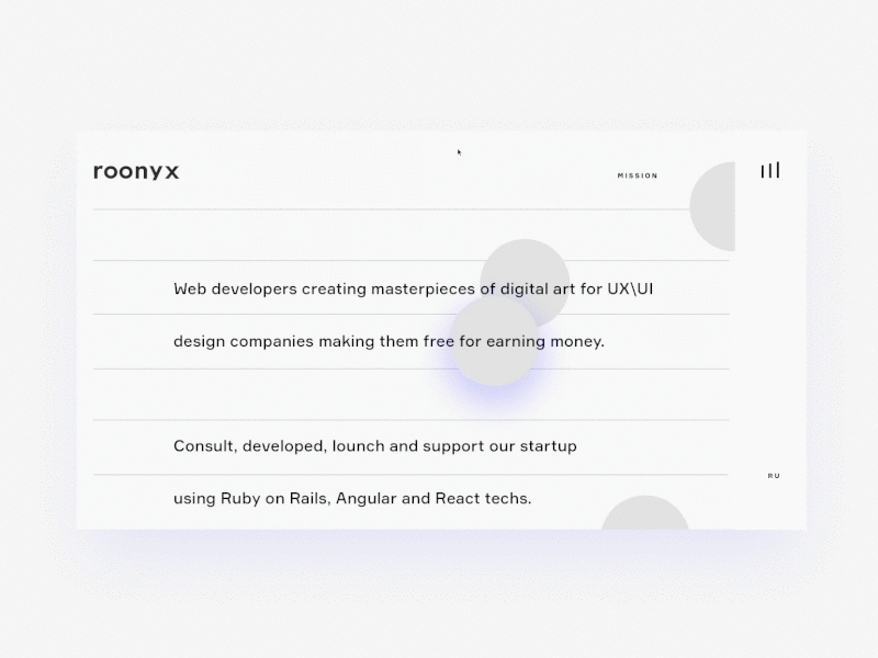 Roonyx animation interface ui uix web