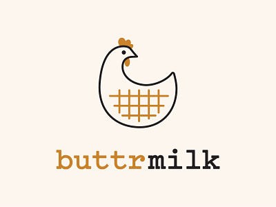 Buttrmilk Logo Concept brand branding chicken logo design illustration logo type typography vector waffles