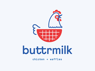 Buttrmilk Logo Concept brand branding chicken logo illustration logo restaurant type typography vector waffles