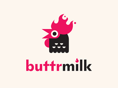 Buttrmilk Logo Concept brand branding chicken logo design fire illustration logo restaurant type typography vector