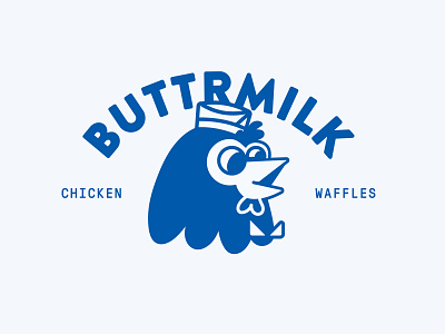 Buttrmilk Logo Concept bowtie brand branding chicken logo design hat illustration logo restaurant type typography waffles