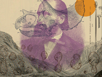 Meet The Patients Album Cover 2 album cells collage cover design dinosaur face head illustration skull vintage