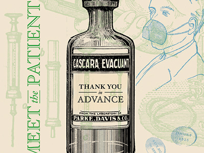 Meet The Patients Album Cover 4 album bottle collage cover design face illustration medical patient pills syringe vintage