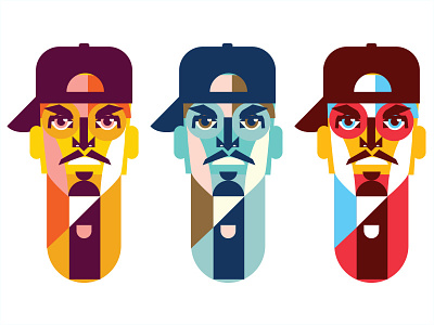 Portraits color faces hat hip hop illustration portrait