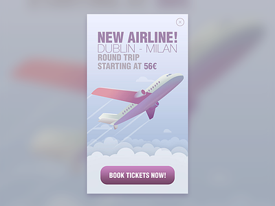 Airline Advertisement advertisement airline airplane app button illustration purple ui ux vector vector illustration violet