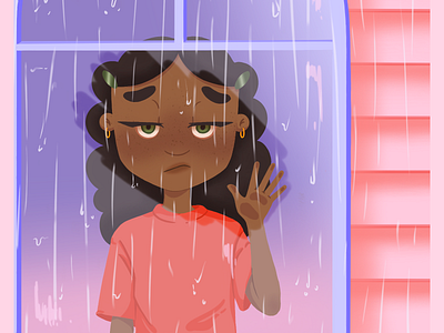 Rain rain, go away... character character design digital design digitalart gradient illustration pink purple rain sailor moon window