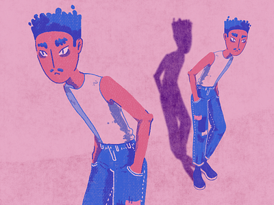 Loneli Boi blue character characterdesign digital design digitalart illustration lonely pink texture