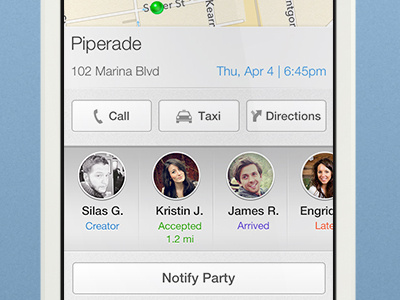 Reservation Detail app ios iphone map mobile party reservation tracking ui ux