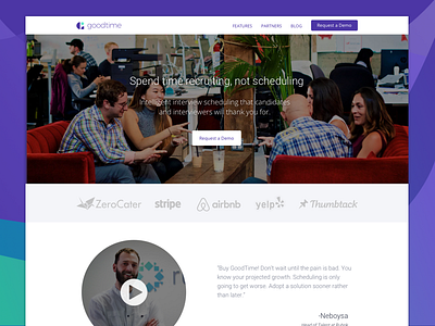 Goodtime Website godfrey goodtime illustration marketing recruiting scheduling sketch ui ux web website