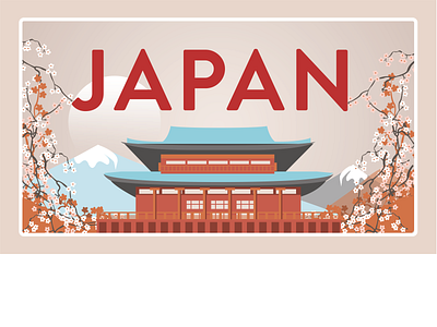 Japan adobe blossoms design illustration illustrator japan sakura travel vector vintage travel