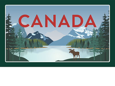Canada adobe canada design illustration illustrator landscape moose mountains travel vector vintage travel