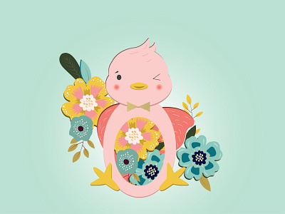 Chick adobe chick chicken design easter floral illustration illustrator pastel vector