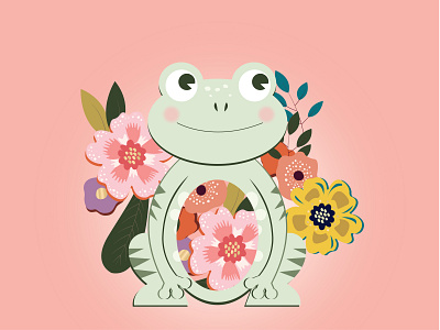 Frog adobe design easter floral frog illustration illustrator pastel vector