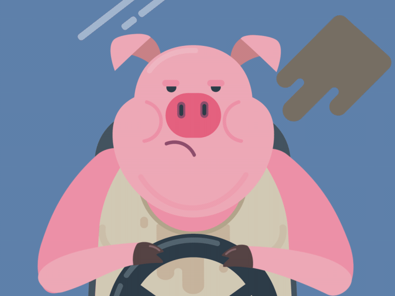 Rude Piggie 2d animation car design flat gif icon illustration motion pig rude