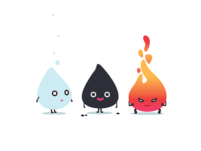 Elements andyworld characters colour fire illustration soil water