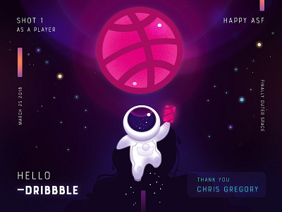 Hello, Dribbblers color cute debut illustration photoshop space typography