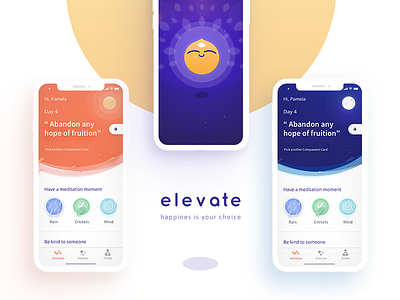 Elevate iOS App andyworld app characterdesign color elevate happy higherself illustration ios meditation mindfulness relax