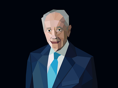 Low-Poly Shimon Peres Portrait israel lo poly low poly poli portrait