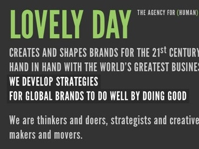 Lovely Day agency branding collaboration copywriting entrepreneurship launch quickie sustainability