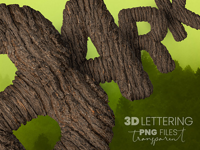 Transparent 3D Letters with Bark effect abc abstract artistic carpentry dirty environment font hardwood illustration lumber material nature organic outdoor park rugged walnut wood-logs wooden writing