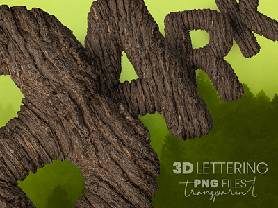 Transparent 3D Letters with Bark effect