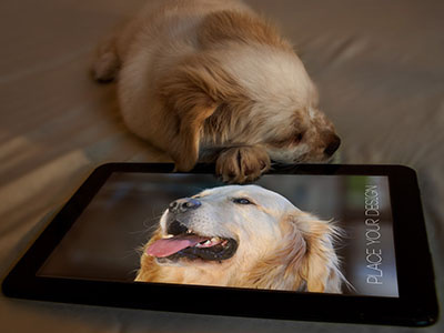Pet & Tablet Mock Up app design black dog gui mock mock up replace sleep tablet