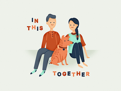 In This Together cattle dog characters dog family family portrait illustration portrait quarantine red heeler social distance texture