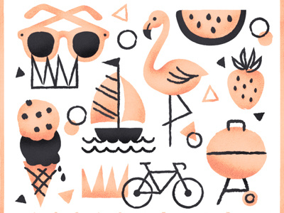 Signs Of Summer bbq bike flamingo fruit grill ice cream illustration sailboat strawberry summer sunglasses watermelon