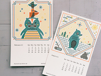Folklore Calendar bear beaver bird calendar folklore illustration lake letterpress myth studio on fire totem wishpoosh