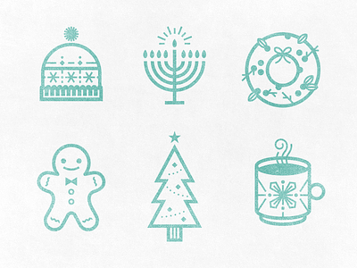 Holiday Icons beanie candle christmas cocoa gingerbread hat holiday icon illustration menorah tree wreath