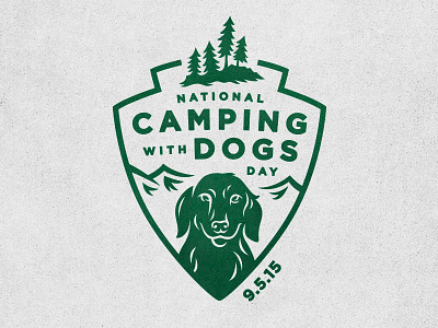 Camping With Dogs Day camping camping with dogs dog illustration mountains pine shield tree