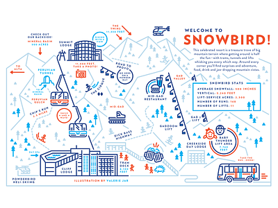 Snowbird Map illustration map mountains ski ski resort snowbird snowboard tram utah