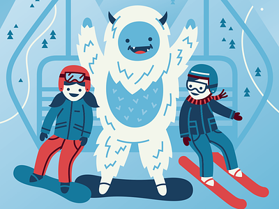 Yeti chairlift illustration mountain resort ski ski lift ski utah snow snowboard winter yeti