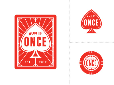 Run It Once card chip identity illustration logo poker spade