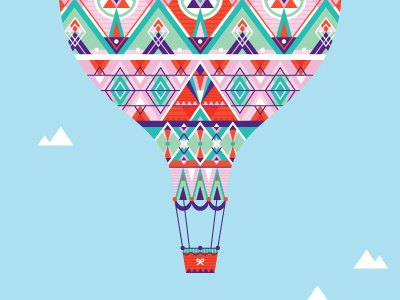 Wonder balloon geometric hot air balloon illustration pattern sky