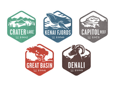 National Park Stamps, Part 2 badges icon identity illustration logo national geographic national parks stamp