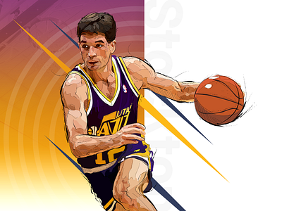 John Stockton ai design illustration intuos nba poster stockton tsh utah jazz vector