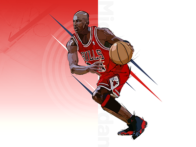 Michael Jordan ai design goat illustration intuos nba poster red vector