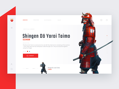 Samurai Armor Shop Concept photo red samurai shop ui ux web design