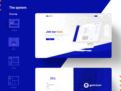 Gremium system sitemap blue design gremium hr orange projects tsh ui ux web design