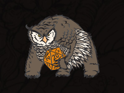 Hoot! d20 dnd enamelpin gaming owlbear pathfinder tabletop
