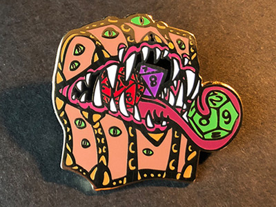 Mimic Enamel Pin d20 dice dnd5e dragon dungeons dungeons and dragons enamelpin enamelpins game art gameart lapelpin lapelpins mimic monster pin pin badge rpg treasure chest