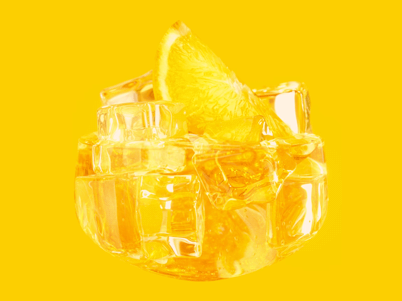 Floating Drink animation aperitivo aperitovo bubbles cocktail crodino cube cubes drinks ice ice cube liquid orange redshift refraction yellow