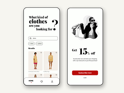 Shopping Fashion App app best shot clean clothes dailyui design discount fashion font illustration interaction interface like search search bar shopping subscribe button typogaphy ui ux