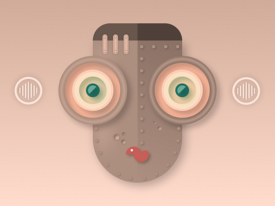 Headsound android head illustration steampunk vector
