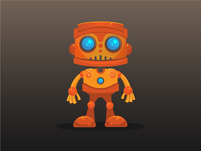 Robo character illustration orange robot steampunk