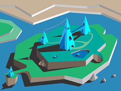 Fantasy island castle polygons