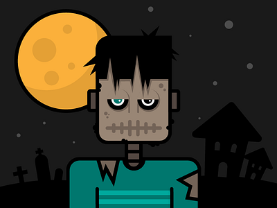 Franky character face halloween illustration