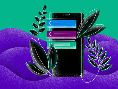 Green mobile illustration lineart mobile ui