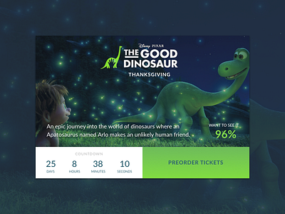 Day 014 - Countdown #DailyUI countdown disney movie pixar the good dinosaur tickets timer ui